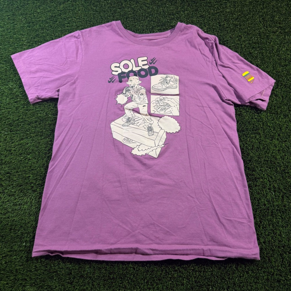 Nike Sole Food Graphic T-Shirt Purple Mens Small Sneakerhead Dunk Manga Tee